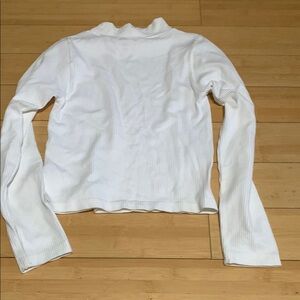 White Ribbed Long Sleeve Top